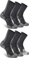 New Size XXL Unisex 6 Pairs - Grey - CWVLC Crew Hiking Socks, Cushion, Moisture Wicking, Arch Compression Boot Socks
