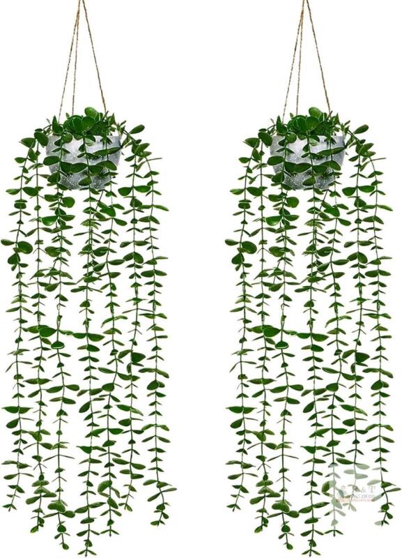 New 2-Pack Dremisland Artificial Eucalyptus Hanging Plants with Pots