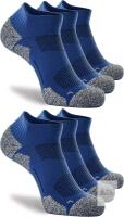 New Size MED Unisex 6 Pairs - Blue - CWVLC Cushioned Compression Athletic Ankle Socks (2 Packs of 3)
