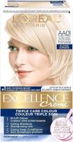 New [ Ultra Light Ash Blonde AA01 ] L'Or&eacute;al Paris Excellence Cr&egrave;me Hair Dye with Hyaluronic Acid, Hair Color for Women, 100% Grey Coverage, Long Lasting Rich Colour, Hair Dye Kit