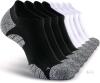 New Size LG Unisex 8-Pack - Black/White - CWVLC No-Show Cushioned Compression Athletic Ankle Socks