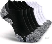 New Size LG Unisex 8-Pack - Black/White - CWVLC No-Show Cushioned Compression Athletic Ankle Socks