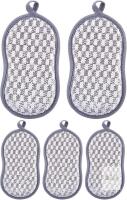 5 New Double-Sided Microfiber Scrubbing Sponges / Scouring Pads, 6.5" Long Each With Liop For Hanging