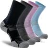 New Size MED Unisex 4-Pack - Black, Grey, Blue, Purple - CWVLC Crew Hiking Socks, Cushion, Moisture Wicking, Arch Compression Boot Socks