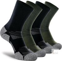 New Size XL Unisex 4-Pack - Green/Black - CWVLC Crew Hiking Socks, Cushion, Moisture Wicking, Arch Compression Boot Socks