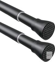 2 New ZipGlow Non-Slip Black Curtain / Doorway Tension Rods - 28 to 48 Inch - No Drilling Adjustable Tension Rods of Curtain Window Closet Kitchen Wardrobe