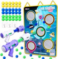 New MixTwo AIR SHOOTER Shooting Game Toy for Kids Age 6+ Years Old-2pk Air Pump Guns & Super Large Shooting Target & 36 Foam Balls, Indoor/Outdoor Travel Toys, Birthdays