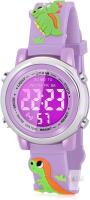 New Kids' Silicone Dinosaur Strap Watch With Grey Face, RGB Lights, Day/Week