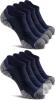 New Size LG Unisex 6 Pairs - Navy Blue - CWVLC Cushioned No-Show Compression Athletic Ankle Socks (2 Packs of 3)