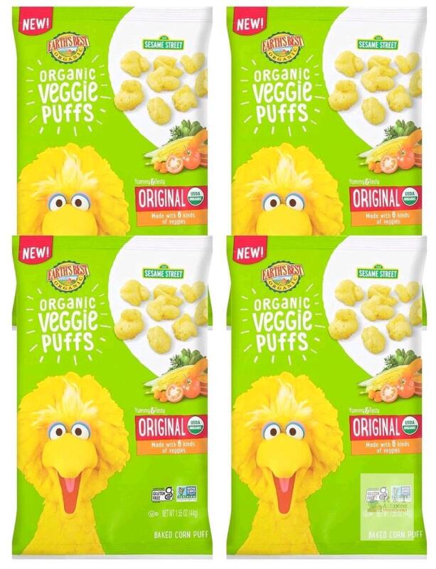 oct 2026 Earth's Best Organic Veggie Puffs Original, 1.55 oz Bags, 4-Pack, Gluten-Free, Non-GMO, Kosher