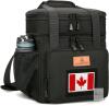 New -Black- Double Decker Extra Large Tactical Lunch Bag for Adults, Canadian Flag Patch - Leakproof Insulated Lunch Bag with Shoulder Strap, Lunch Cooler Box for Men Work Outdoor Picnic Trips