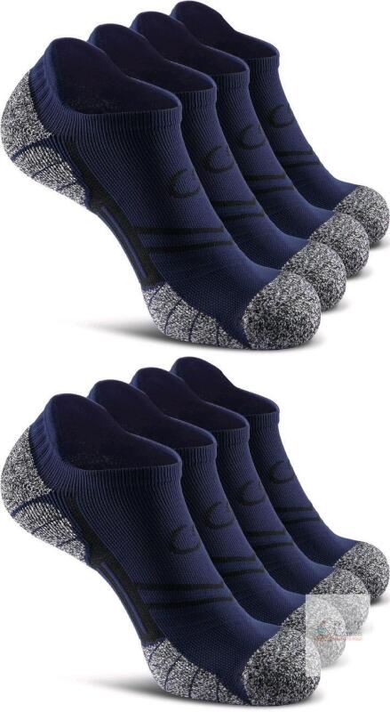 New Size LG Unisex 6 Pairs - Navy Blue - CWVLC Cushioned No-Show Compression Athletic Ankle Socks (2 Packs of 3)