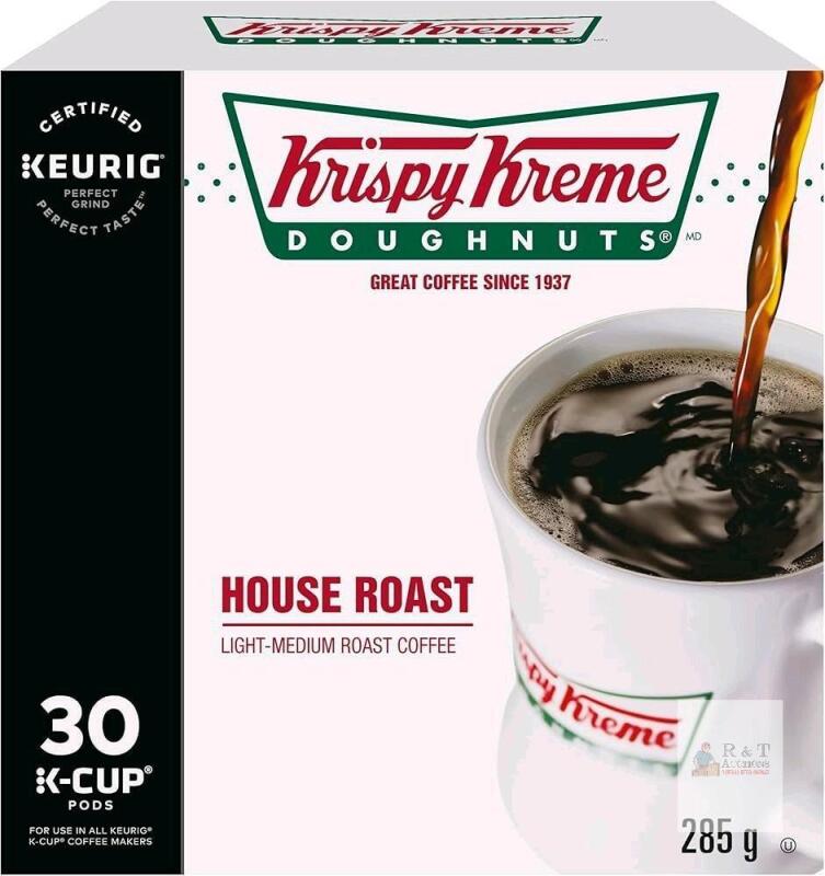 [bb 2027] New Krispy Kreme Doughnuts Smooth House Roast Single Serve Keurig Certified K-Cup pods for Keurig brewers, 30 Count