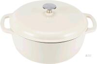 New Amazon Basics Enameled Cast Iron Round Dutch Oven with Lid and Dual Handles, Heavy-Duty & Small, 4.3-Quart, White