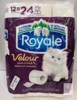 Royale Velour 2-Ply Bathroom Tissue, 12 Rolls, 142 Sheets/Roll, 3.8"x3.9", Carbon Neutral