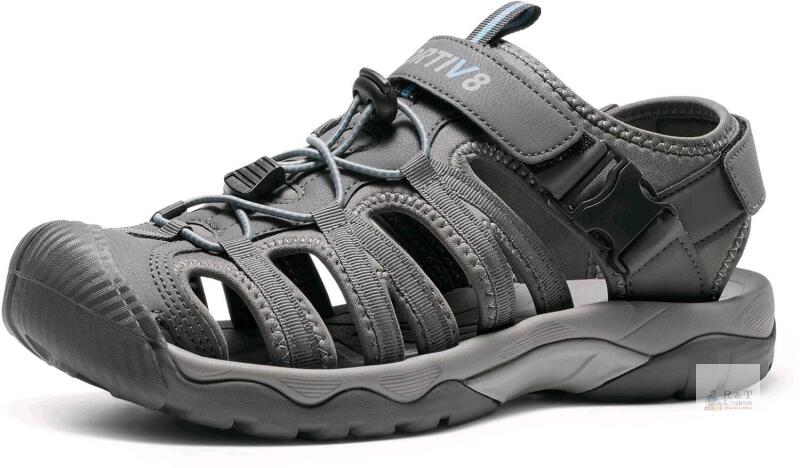 New Size 12 Men's Nortiv 8 - Grey - Closed Toe Athletic Sport Sandals Water Shoes Lightweight Non-Slip Hiking Walking Beach Swim Quick Dry Fishermen Sandale Homme Ridge