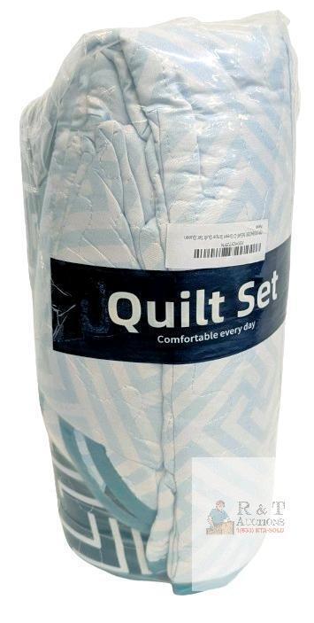 New QUEEN SIZE DJY Green Stripe Quilted Bedding Set