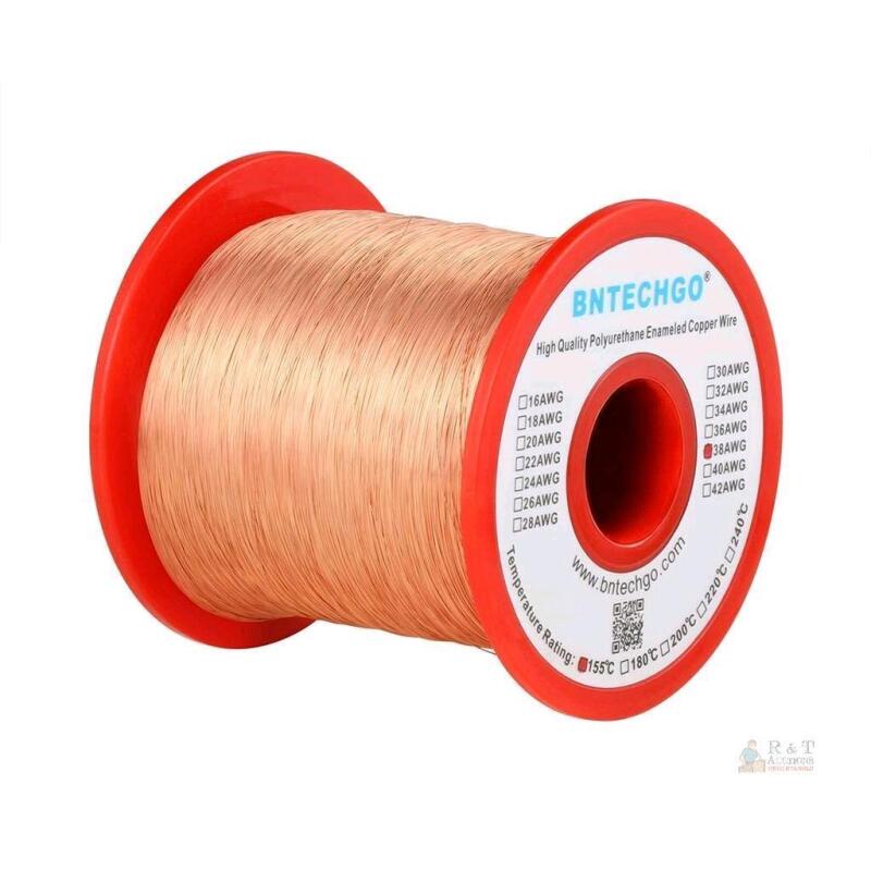 New BNTECHGO 38 AWG Magnet Wire - Enameled Copper Wire - Enameled Magnet Winding Wire - 1.0 lb - 0.0039" Diameter 1 Spool Coil Natural Temperature Rating 155℃ Widely Used for Transformers Inductors