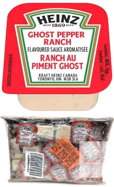 [bb 26JN05] New 60pcs HEINZ Ghost Pepper Ranch Individually Packaged Sauces, 25ml ea