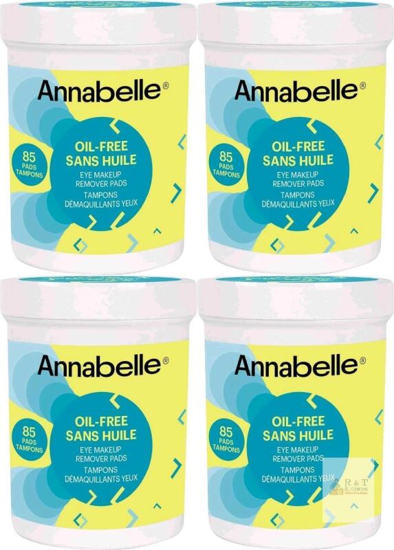 4 New Annabelle Oil Free Eye Makeup Removers, 85 Pads Each, Suitable For Sensitive Eyes, Paraben-Free, Fragrance-Free, Alcohol-Free, Soap-Free, Hypoallergenic, Vegan, Cruelty-Free