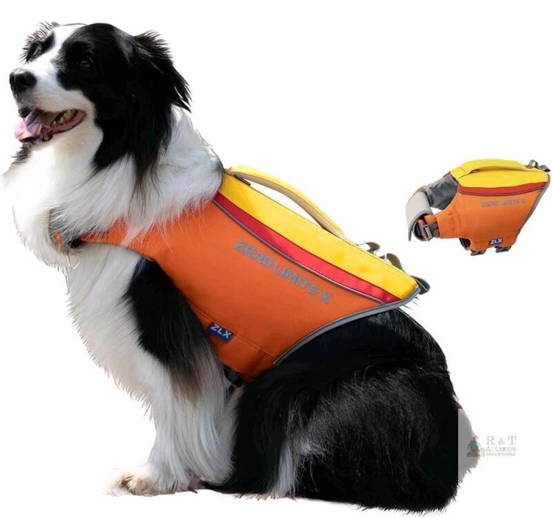 New Large Size Dog ZLX Dog Life Jacket, High Buoyancy Dog Life Vest with Secure Handle, Ripstop Lifejacket for Swimming, Boating, Water Safety, Adjustable Lightweight Floating Pet Preserver, Medium, Orange