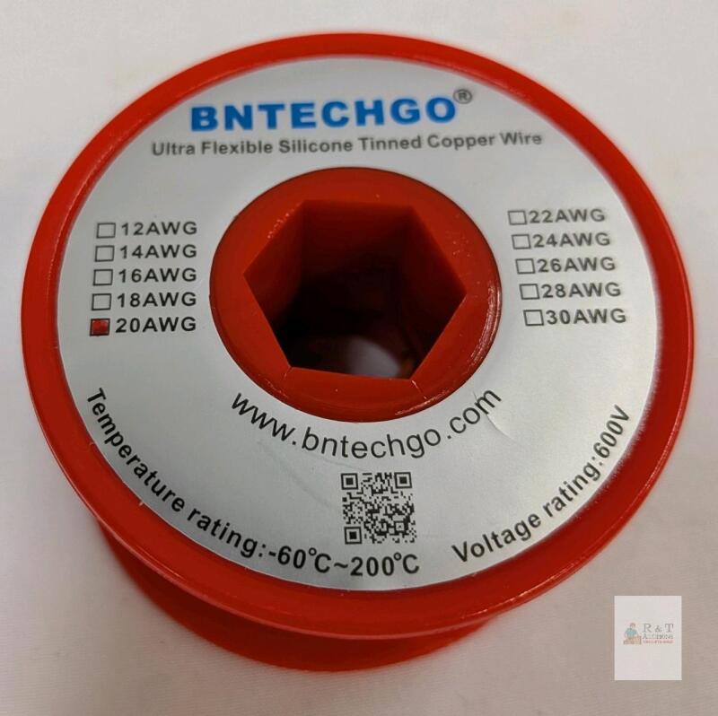 New BNTECHGO 20 Gauge Silicone Wire Spool Orange 100 feet Ultra Flexible High Temp 200 deg C 600V 20AWG Silicone Rubber Wire 100 Strands of Tinned Copper Wire Stranded Wire for Model Low Impedance