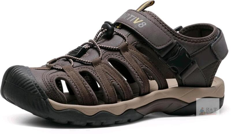 New Size 10.5 Men's Nortiv 8 Closed Toe Athletic Sport Sandals Water Shoes Lightweight Non-Slip Hiking Walking Beach Swim Quick Dry Fishermen Sandale Homme Ridge