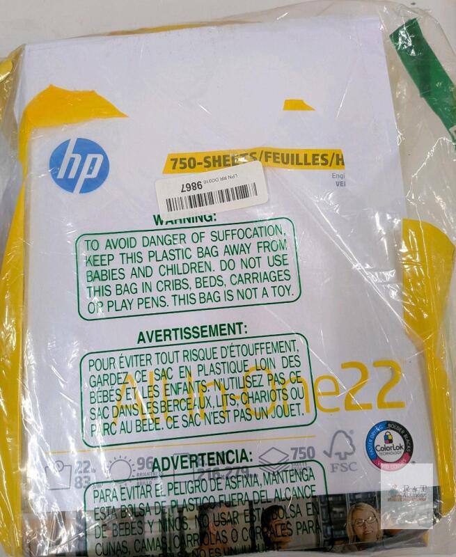 HP All-In-One22 22lb 8.5x11" Multipurpose Printer Paper, 750 Sheets, 96 Brightness, FSC, ColorLok