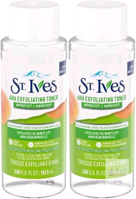 2 New St. Ives Apricot AHA Exfoliating Vegan Facial Toner, 197.5 mL