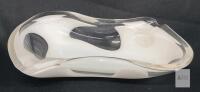 Vintage MCM White Swirl Art Glass Ashtray