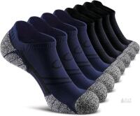 New Size LG Unisex 8-Pack - Black/Navy Blue - CWVLC No-Show Cushioned Compression Athletic Ankle Socks