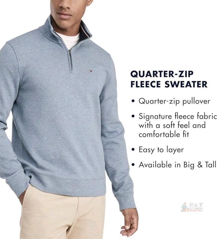 New Size 3XL Men's TOMMY HILFIGER Big & Tall "Bill" Quarter-Zip Mock Neck Sweatshirt