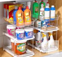New - Delamu 2-Pack Clear 3-Tier Under Sink Organizers Kitchen Bathroom Cabinet Organizer Storage