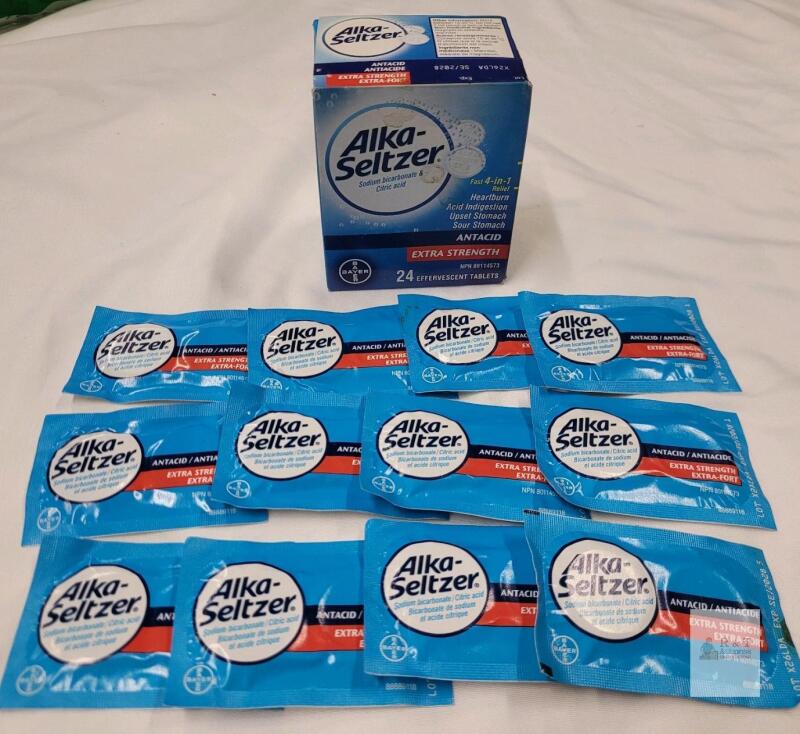 24-Packs New Alka-Seltzer Tablets . 24 packs , 2 per pack . BB 2028