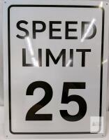 Speed Limit 25 Sign, 12"x18", Aluminum, Engineer Grade Reflective, MUTCD R2-1, Pre-Drilled Holes
