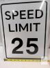 Speed Limit 25 Sign, 12"x18", Aluminum, Engineer Grade Reflective, MUTCD R2-1, Pre-Drilled Holes - 2