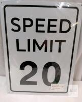 Speed Limit 20 Sign, 11.8x15.7 in Aluminum, White Reflective, Private Road, 2 Mount Holes,