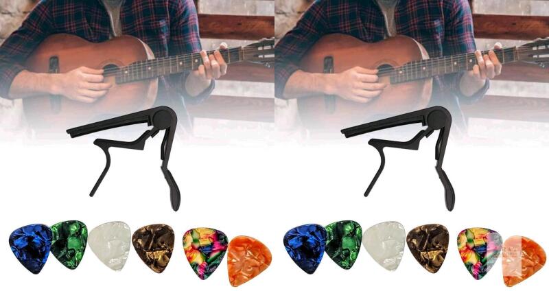 2 New Guitar Capo, Universal Capos Accessories for Playing + 6 Guitar Picks Each