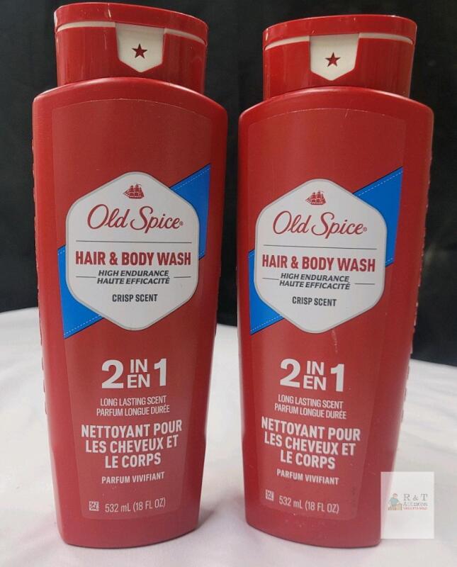 Two (2) New Old Spice Crisp Scent Body Wash Bottles . 532ml Bottles