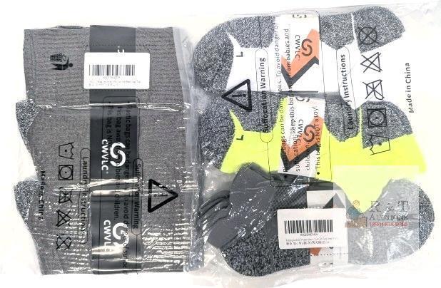 6 New Pairs Size LG Unisex CWVLC Cushioned Anti-Blister Hiking Socks (Grey) & Cushioned Compression Athletic Ankle Socks (Neon Green, Grey, White)