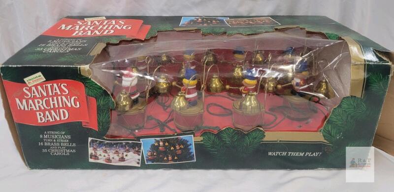 Santa's Marching Band 8 Electric Brass Bell Musician Ornaments .