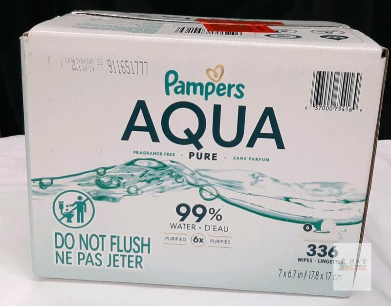 Pampers Aqua Pure Fragrance-Free Baby Wipes, 336 ct, 7x6.7in, 6 Packs, 99% Water