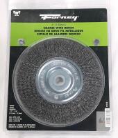 Forney 72745 6" Coarse Crimped Wire Wheel Brush, 0.012" Steel Wire, 1/2"-5/8" Arbor, 6,000 RPM
