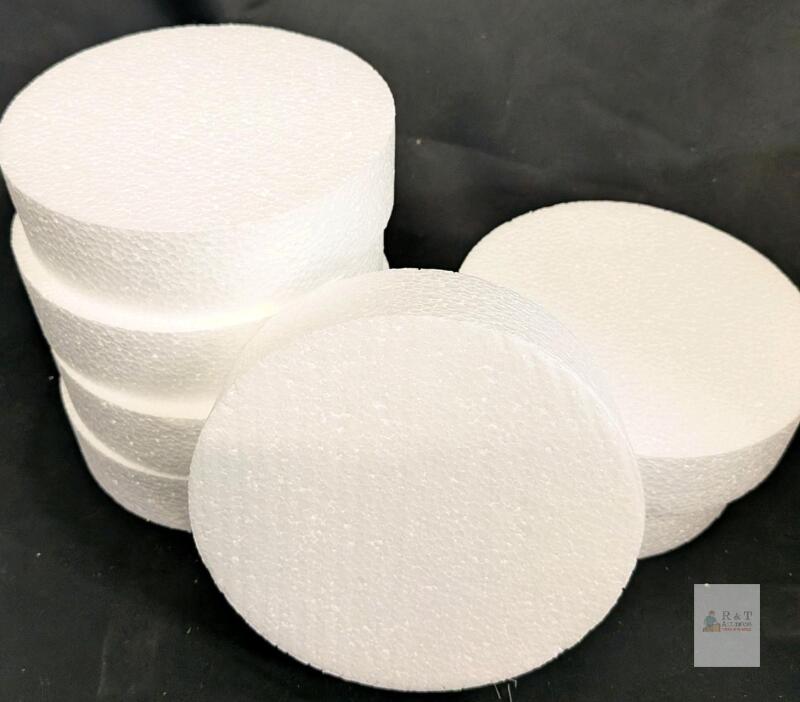 5-Inch White Styrofoam Discs, 1-Inch Thick, Set of 6