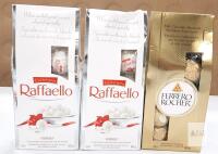 Ferrero Rocher Chocolate Hazelnut 100g & Raffaello Coconut Almond 80g, 3 Box Assortment, Sealed