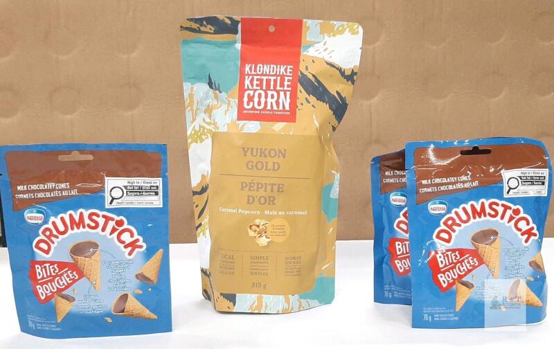 Klondike Kettle Corn Yukon Gold Caramel Popcorn & Nestl&eacute; Drumstick Bites Snack Food Lot