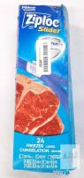 Ziploc Slider Freezer Bags Large 24 Count, 10.56"x9.44" BPA Free, Stand & Fill, SC Johnson