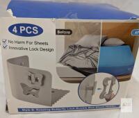 Rotating Butterfly Lock Bed Sheet Holder Clips, Press-Type Buckle, 4 PCS, Gray, Fits Up to 16"