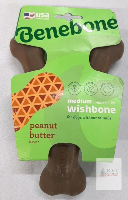 Benebone Wishbone Medium Dog Chew Toy Peanut Butter Flavor, for Dogs Under 60 lbs, USA Made
