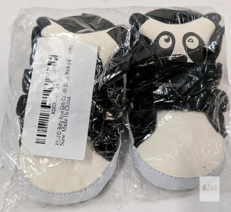 new Panda Baby Shoes, 0-6 Months, Soft Fleece Upper, Suede Sole, Elastic Ankle Closure